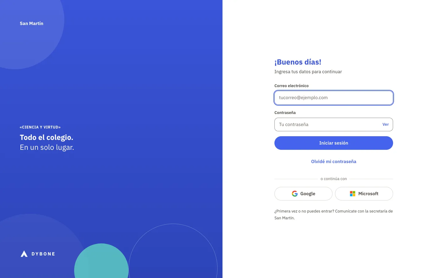 Captura del sistema de gestión escolar